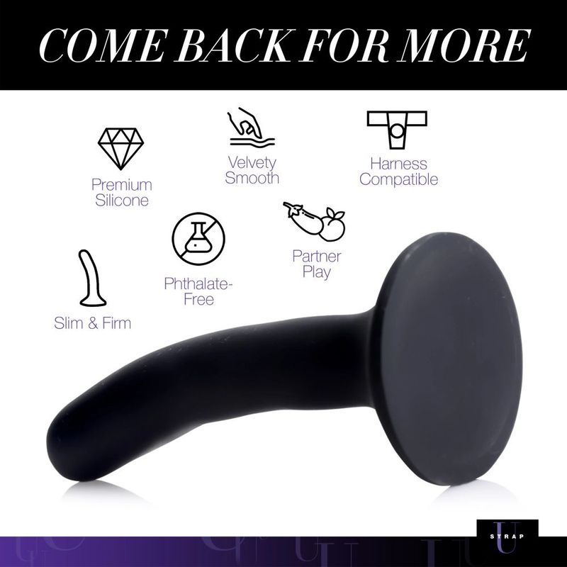 Strap U Silicone Strap-On Dildo, Small, Black