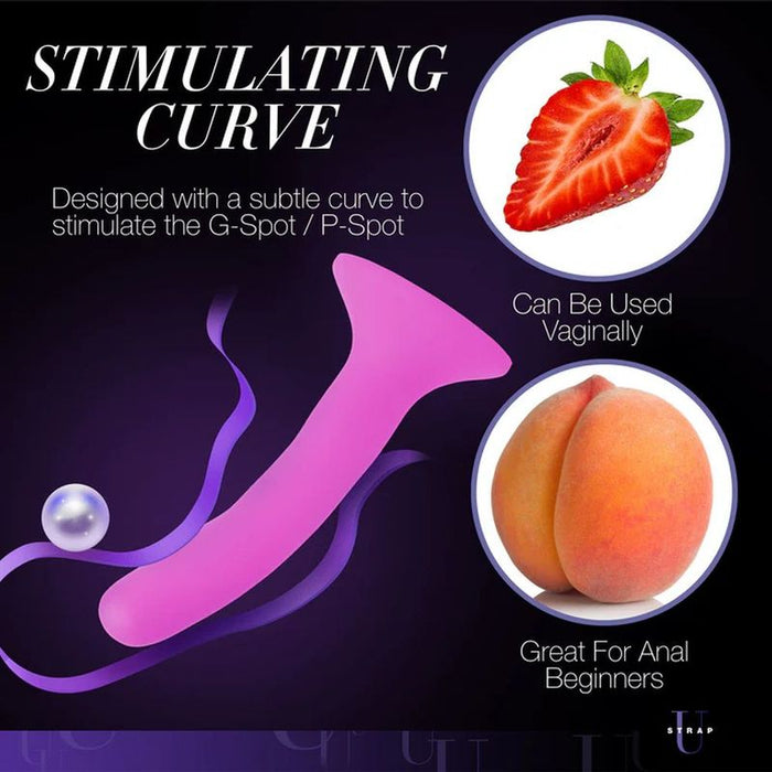 Strap U Pink Silicone Strap-On Dildo, Small, Pink