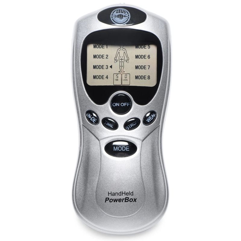 Zeus Handheld 8 Mode Power Box with Black Pads, Silver