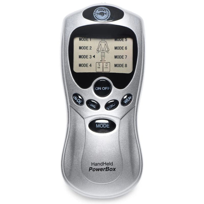 Zeus Handheld 8 Mode Power Box with Black Pads, Silver