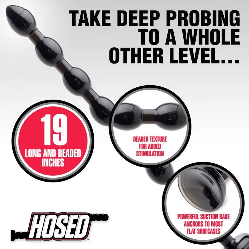 Hosed Beaded Anal Snake, 19"/48cm, Black