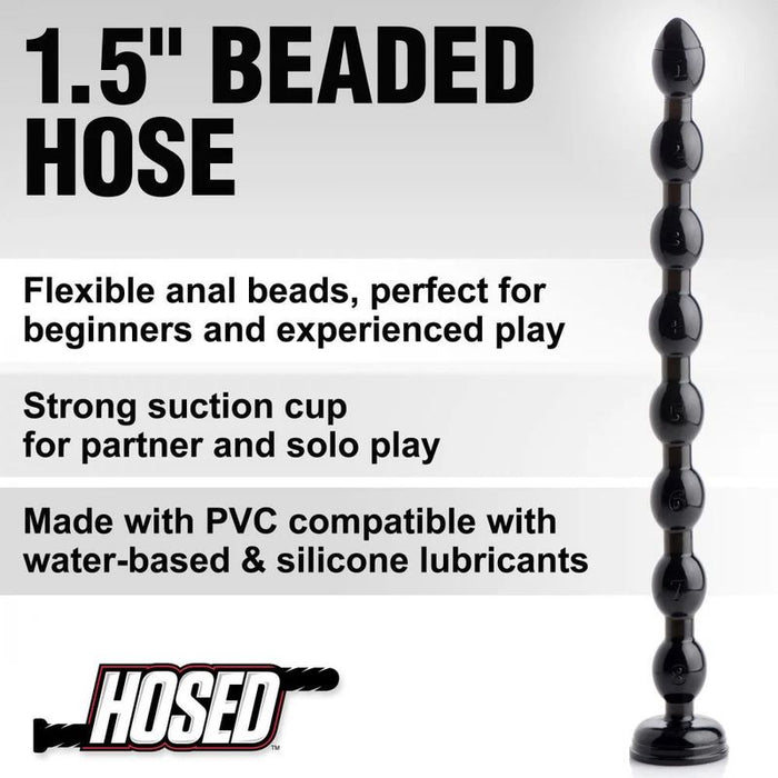 Hosed Beaded Anal Snake, 19"/48cm, Black