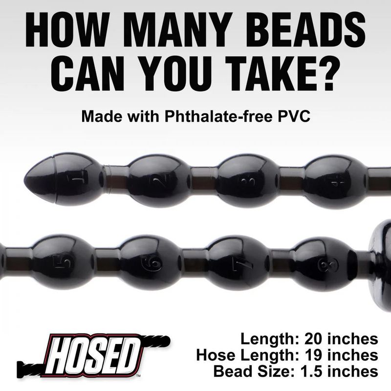 Hosed Beaded Anal Snake, 19"/48cm, Black