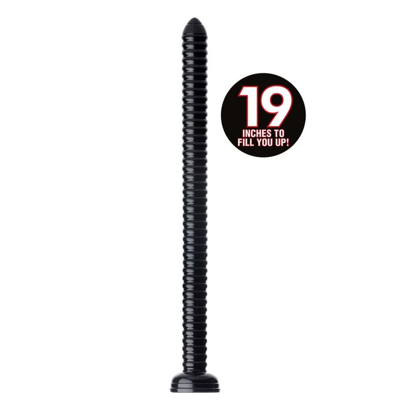 Hosed Ribbed Anal Snake, 19in/48cm, Black