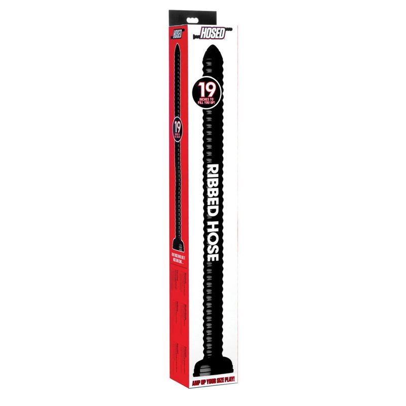 Hosed Ribbed Anal Snake, 19in/48cm, Black