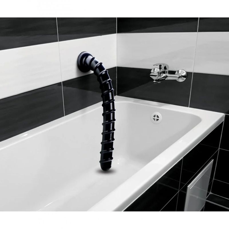 Hosed Swirl Thick Anal Snake, 18"/20cm, Black