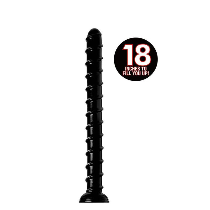 Hosed Swirl Thick Anal Snake, 18"/20cm, Black