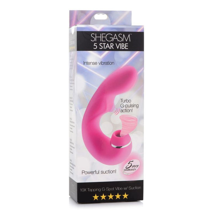 Shegasm 5 Star 10X Tapping G-Spot Vibe w Suction, Pink