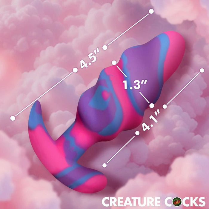Creature Cocks Unicorn Swirl Silicone Butt Plug, Medium, 4.5", Mixed