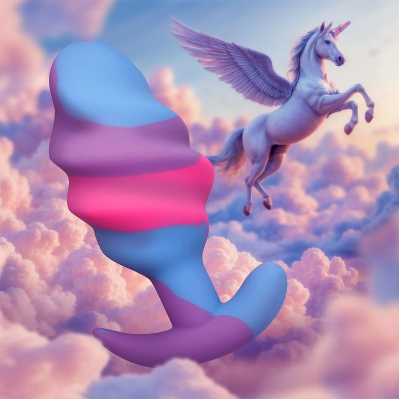 Creature Cocks Unicorn Swirl Silicone Butt Plug, Large (4.5"), Mixed