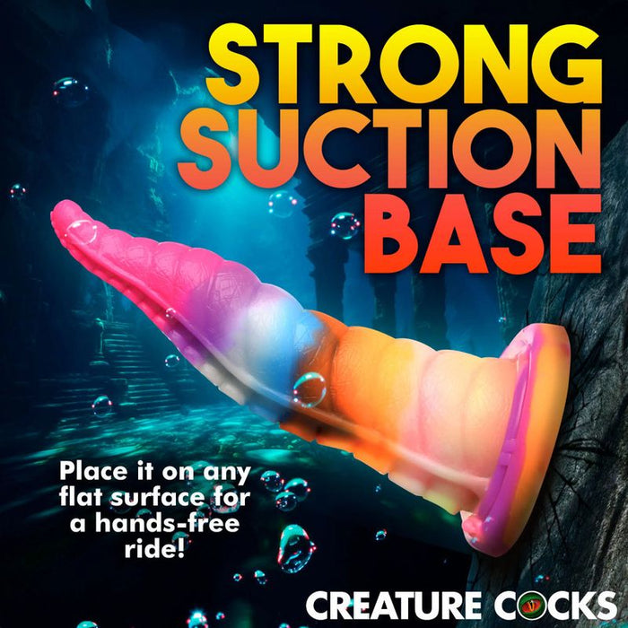 Creature Cocks Luminoctopus GITD Tentacle Dildo, 7.2", Rainbow