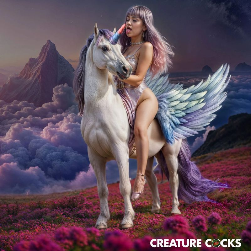 Creature Cocks Dream Rider Silicone Dildo, 7.2", Rainbow