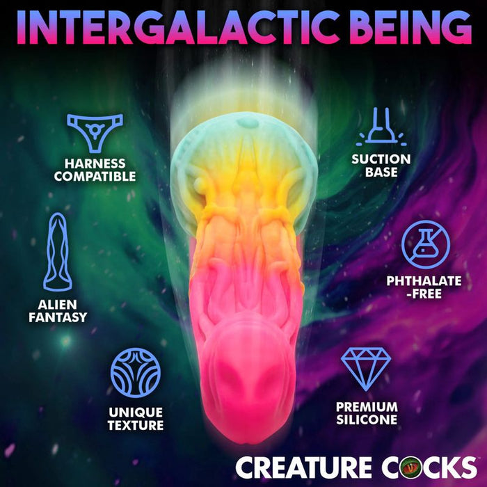Creature Cocks Shape Shifter Alien Silicone Dildo, 7.2", Rainbow