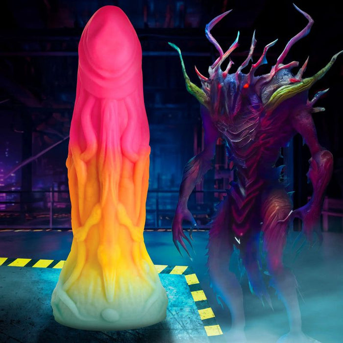 Creature Cocks Shape Shifter Alien Silicone Dildo, 7.2", Rainbow