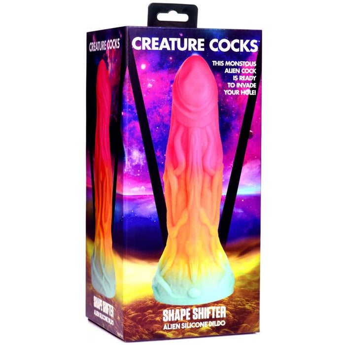 Creature Cocks Shape Shifter Alien Silicone Dildo, 7.2", Rainbow