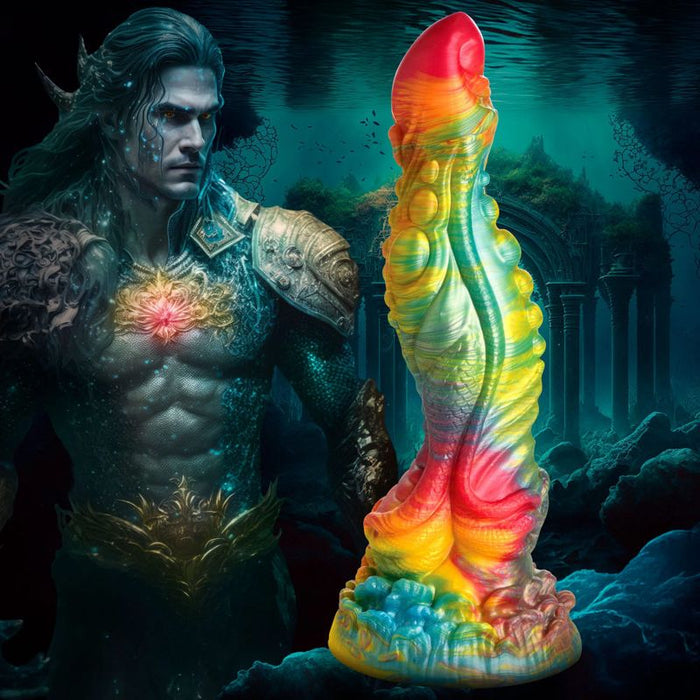 Creature Cocks Majestic Merman Silicone Dildo, 10", Rainbow