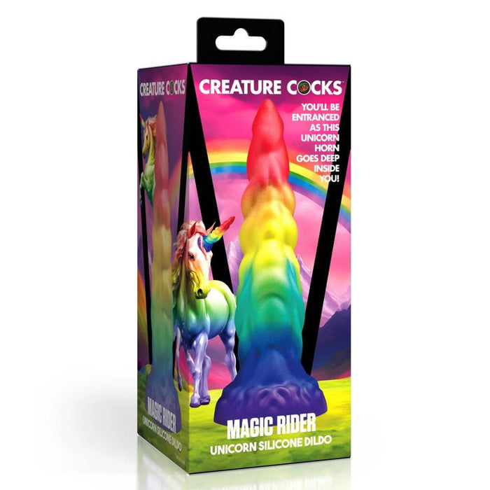Creature Cocks Magic Rider Unicorn Silicone Dildo, Rainbow