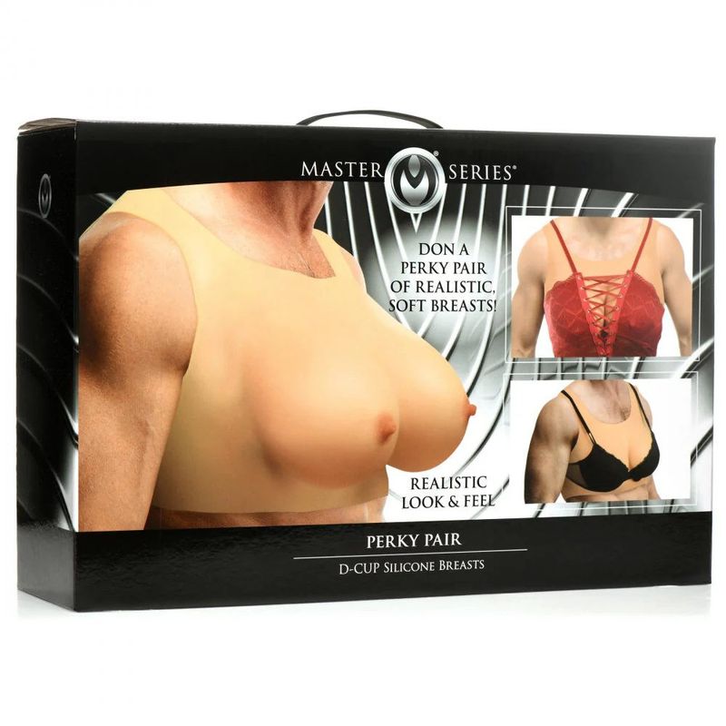 Master Series Perky Pair D Cup Silicone Breasts, Flesh