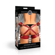 Master Series Crimson Captive Thigh Wrist Ankle Hog Tie Restraints, Red