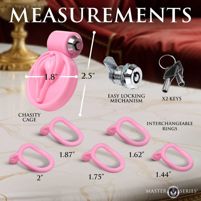 Master Series Pussification Vulva Chastity Cage, Pink