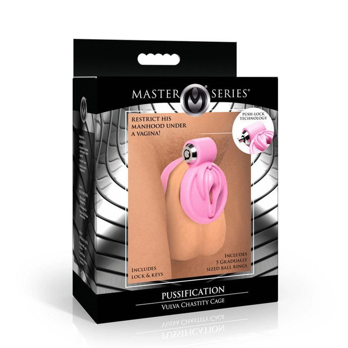 Master Series Pussification Vulva Chastity Cage, Pink