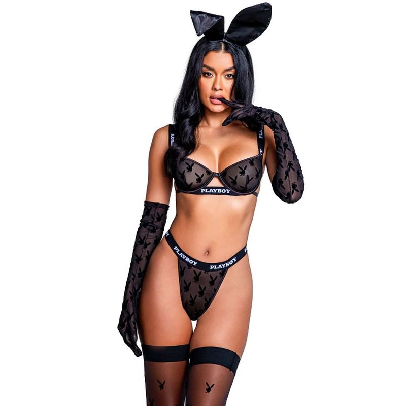 Playboy Noir Lingerie 2-Piece Set, Black, XS, S, M, L
