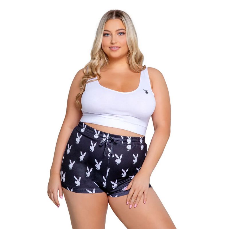 Playboy Slumber Bunny 2-Piece Set, Black/Pink, S/M, M/L, L/XL