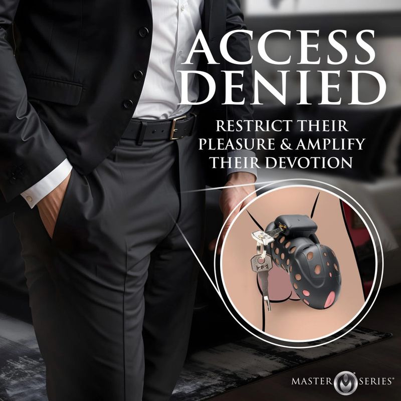 Master Series Lock Down Chastity Cage, Black