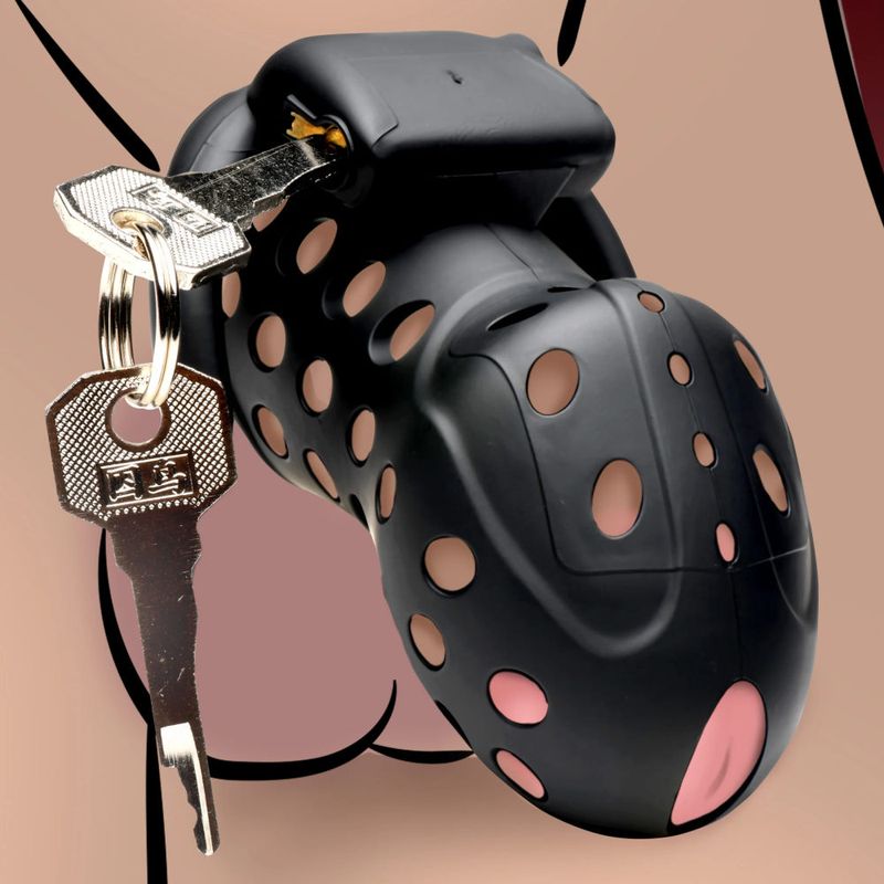 Master Series Lock Down Chastity Cage, Black