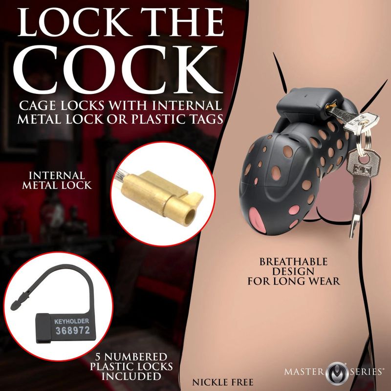 Master Series Lock Down Chastity Cage, Black