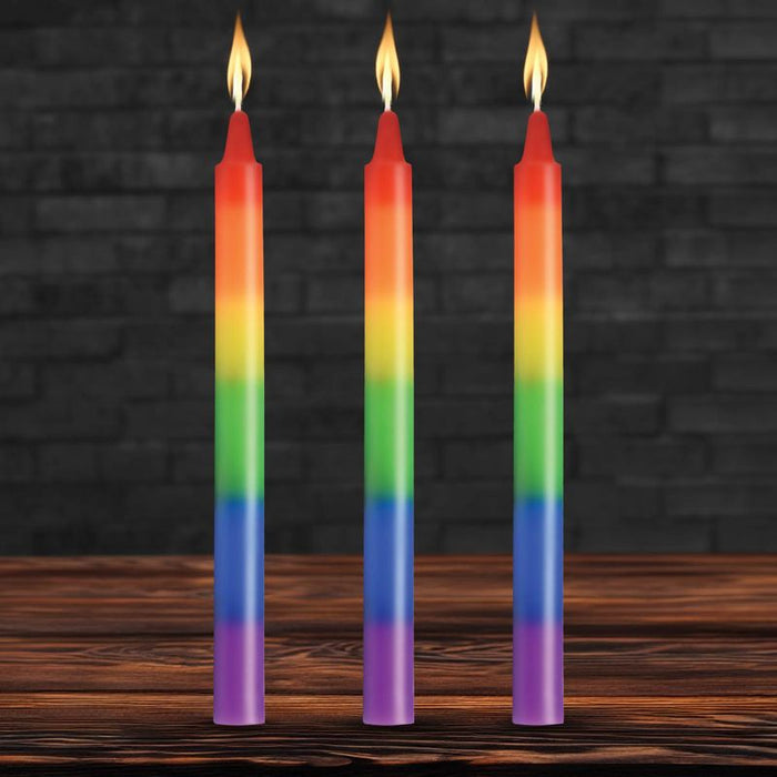Master Series Pride Candles Rainbow Drip Candle, 3-pack
