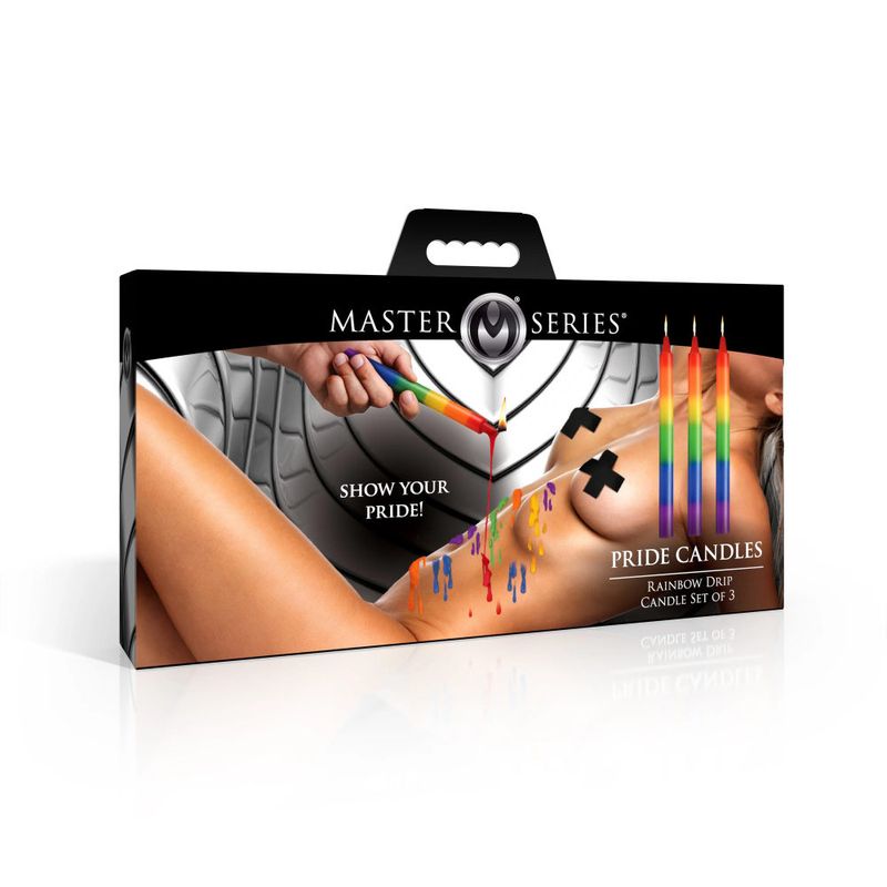 Master Series Pride Candles Rainbow Drip Candle, 3-pack