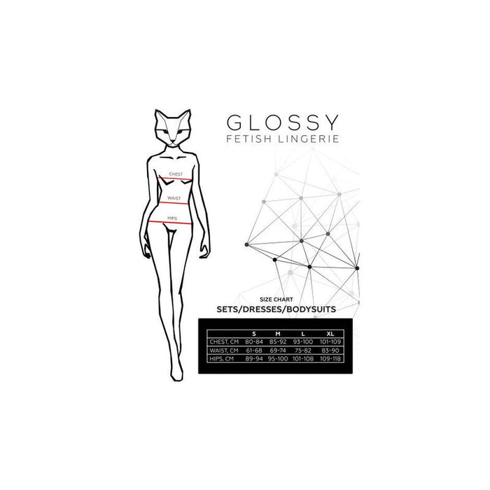 Glossy Kitti Wetlook Bodysuit w Cat Ears Black