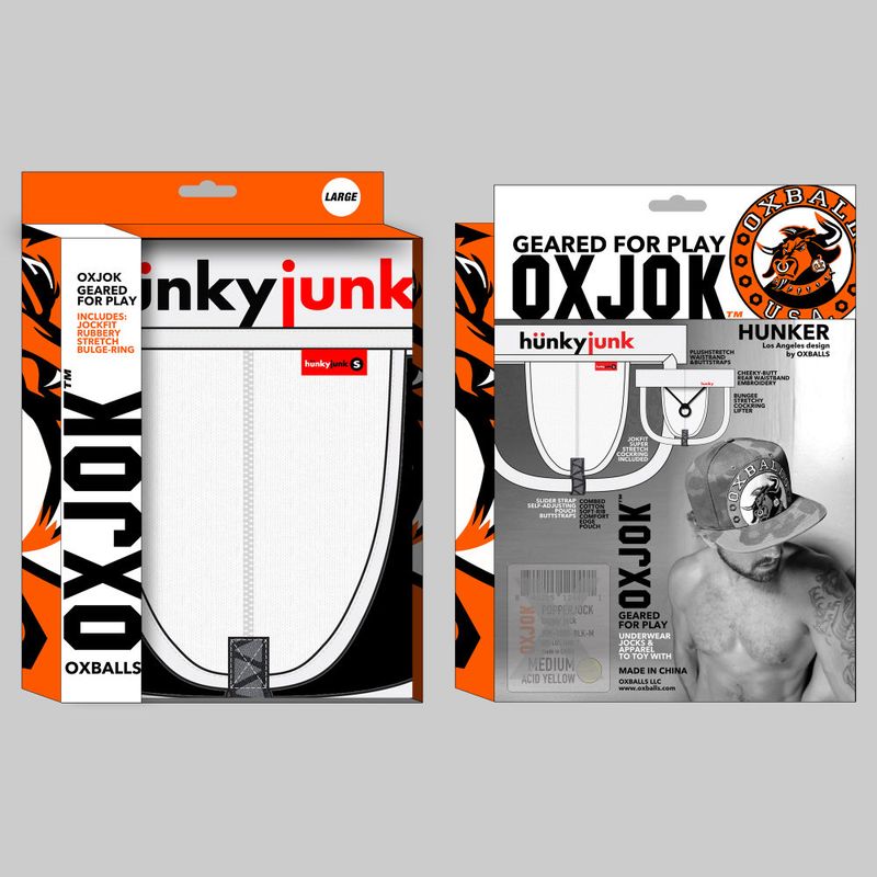 Oxballs Hunker Slider Strap Jock, White, S-XL