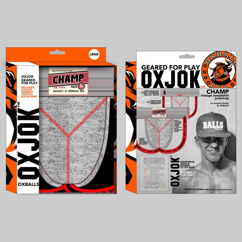 Oxballs Champ Vintage Jockstrap, Grey, S-XL