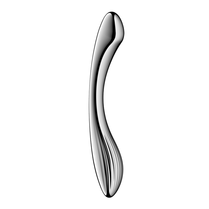 Silver dildo on a white background