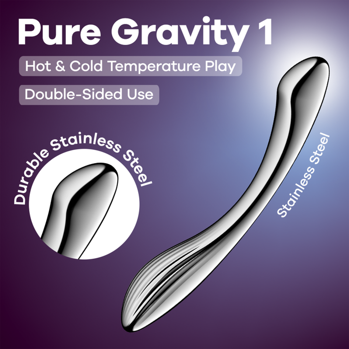 Satisfyer Pure Gravity 1 Metal Dildo, Silver