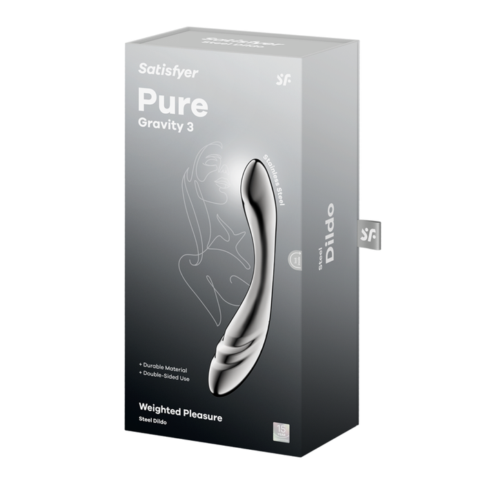 Satisfyer Pure Gravity 3 Metal Dildo, Silver