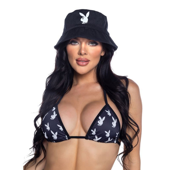 PlayBoy Bucket Hat, Black, One Size