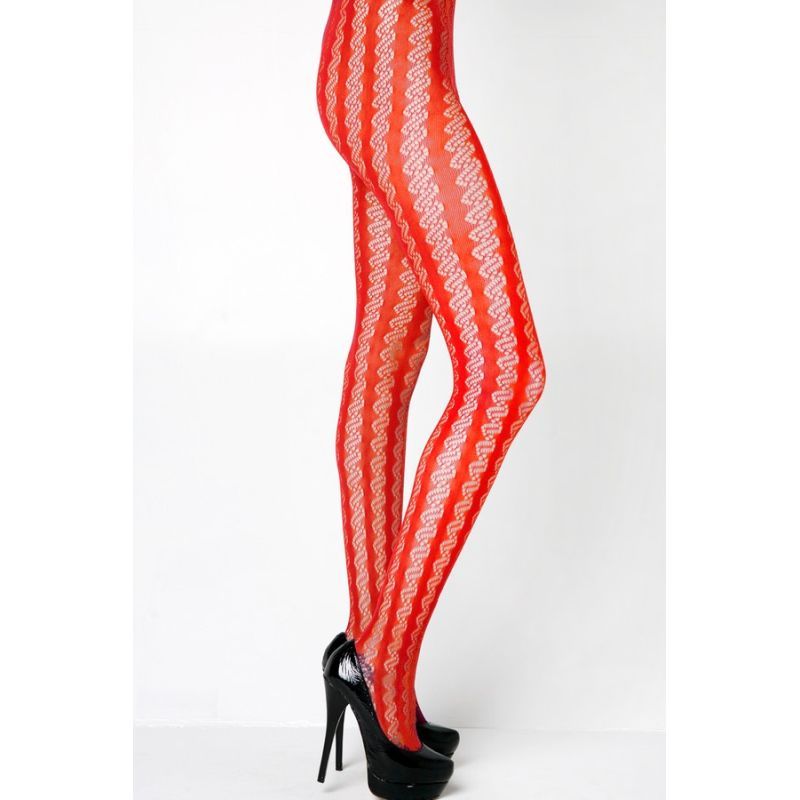 Killer Legs Stella Elyse Coiled Lines Fishnet Tights, Brown/Purple/Red, One Size