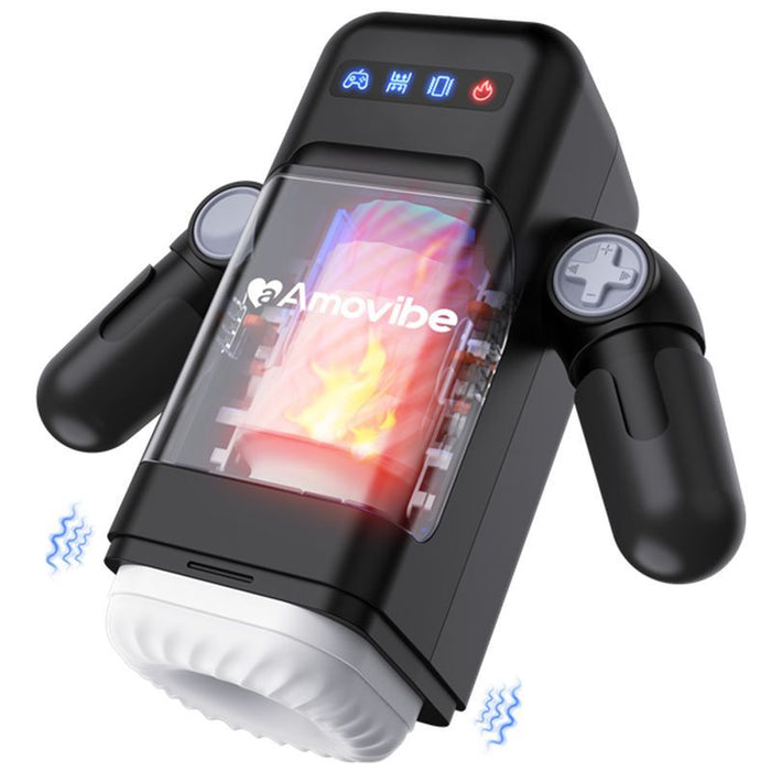Game Cup Thrusting Vibrating & Heating Masturbator with Immersive Phone Holder and Hand Grip