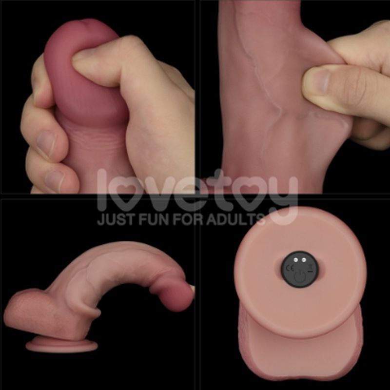 Lovetoy Vibrating Sliding Skin Pro II Silicone Dong, 8in, Flesh