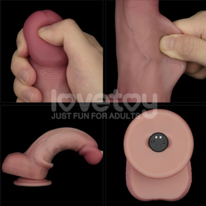 Lovetoy Vibrating Sliding Skin Pro II Silicone Dong, 8in, Flesh