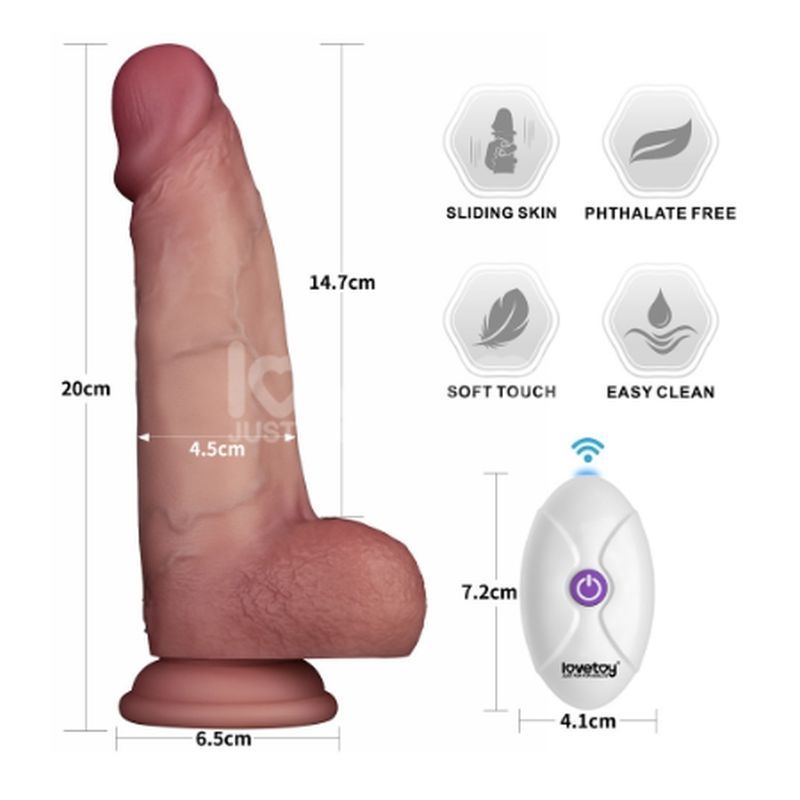 Lovetoy Vibrating Sliding Skin Pro II Silicone Dong, 8in, Flesh