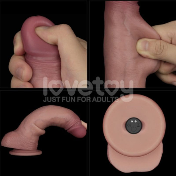 Lovetoy Vibrating Sliding Skin Pro II Silicone Dong, 8.5", Flesh