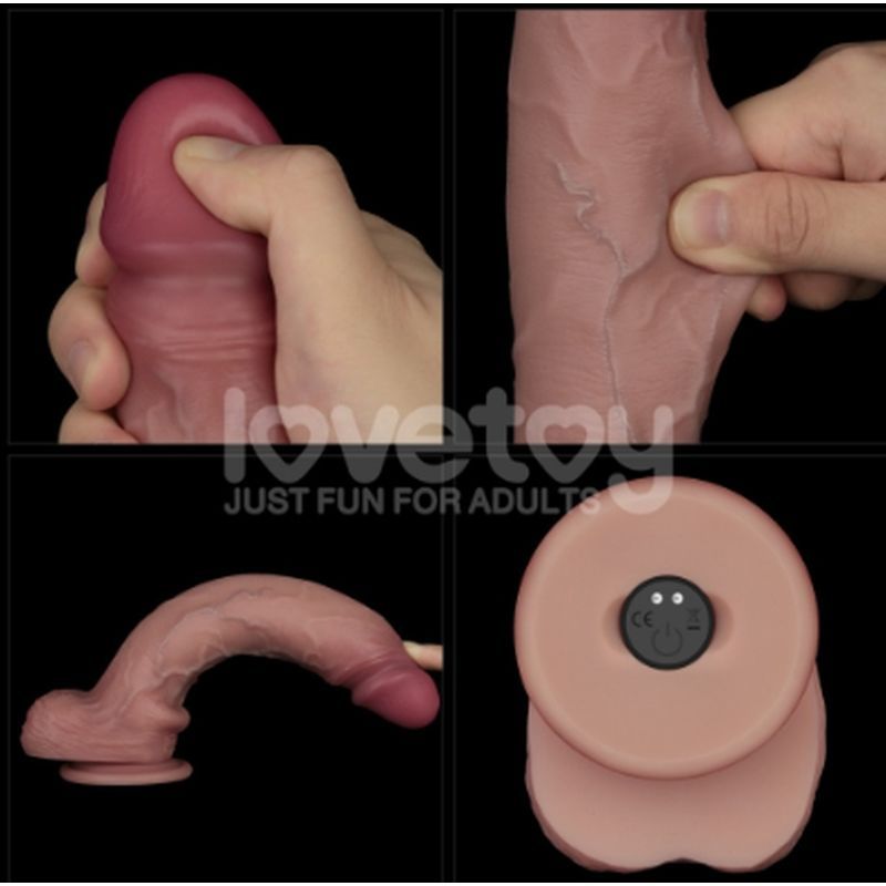 Lovetoy Vibrating Sliding Skin Pro II Silicone Dong, 10in, Flesh