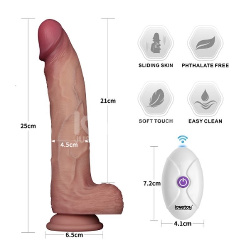 Lovetoy Vibrating Sliding Skin Pro II Silicone Dong, 10in, Flesh