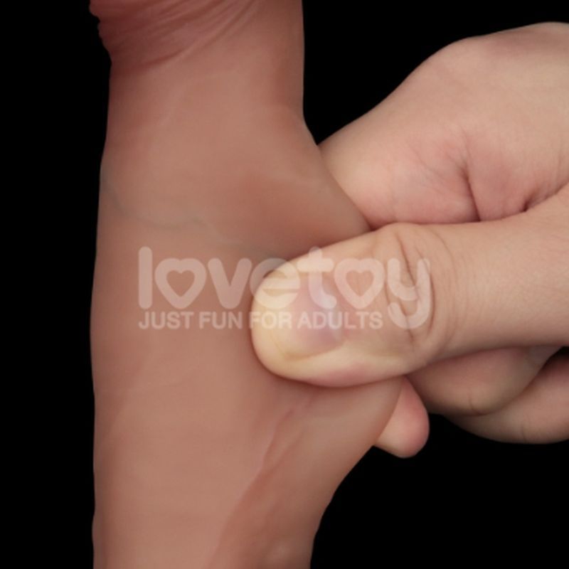 Lovetoy Sliding Skin Pro Dual Layer Silicone Dong, 7.5in, Flesh