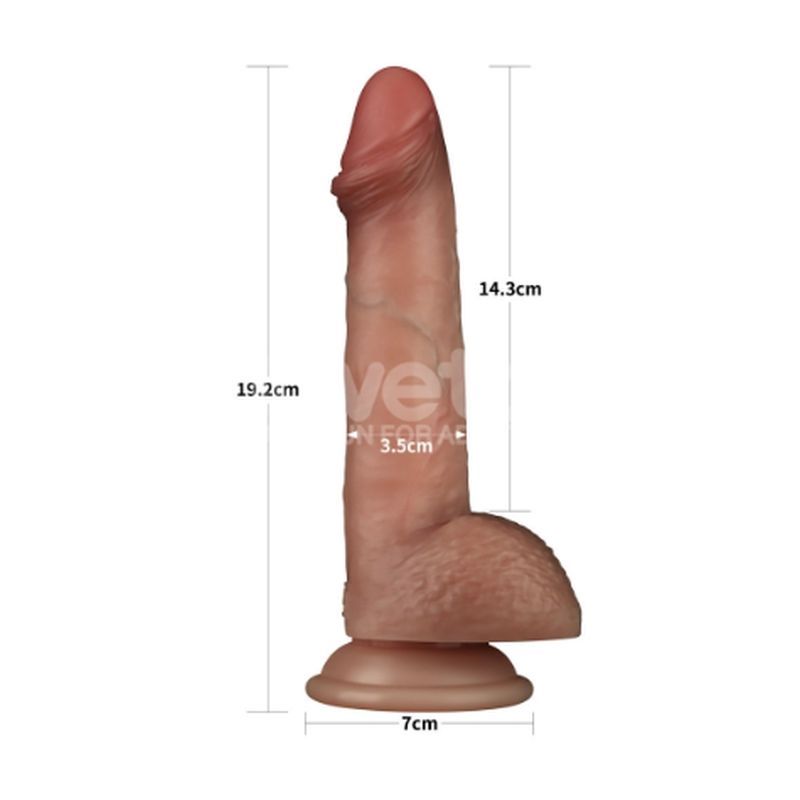 Lovetoy Sliding Skin Pro Dual Layer Silicone Dong, 7.5in, Flesh