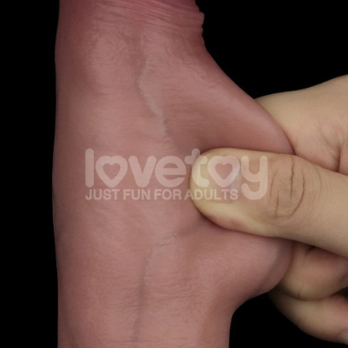 Lovetoy Sliding Skin Pro Dual Layer Silicone Dong, 9in, Flesh